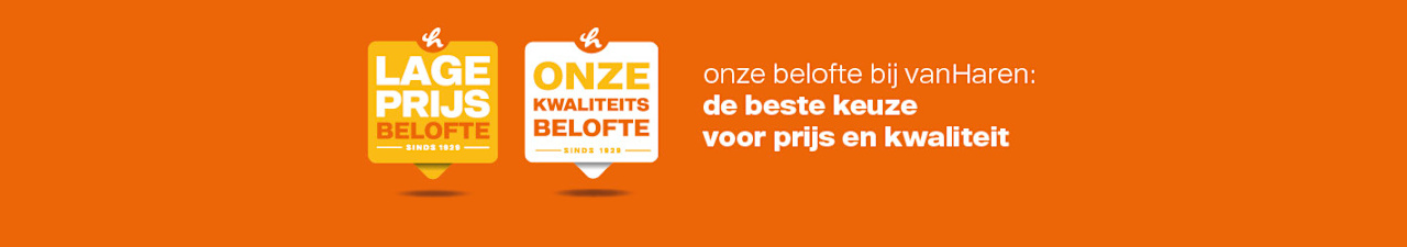 grafische banner met oranje achtergrond en tekst lage prijs belofte